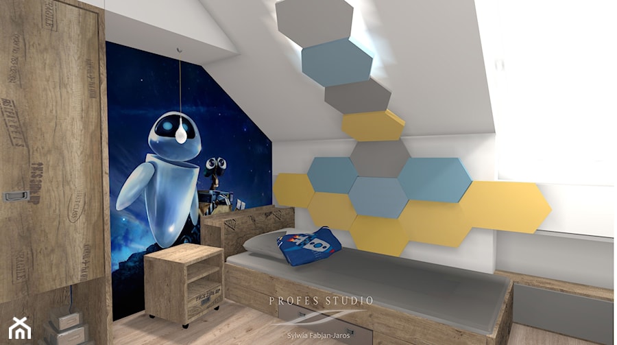 Kosmiczny pokój dziecka dla małego kosmonauty - zdjęcie od PROFES STUDIO Sylwia Fabjan-Jaros -Architekt wnętrz