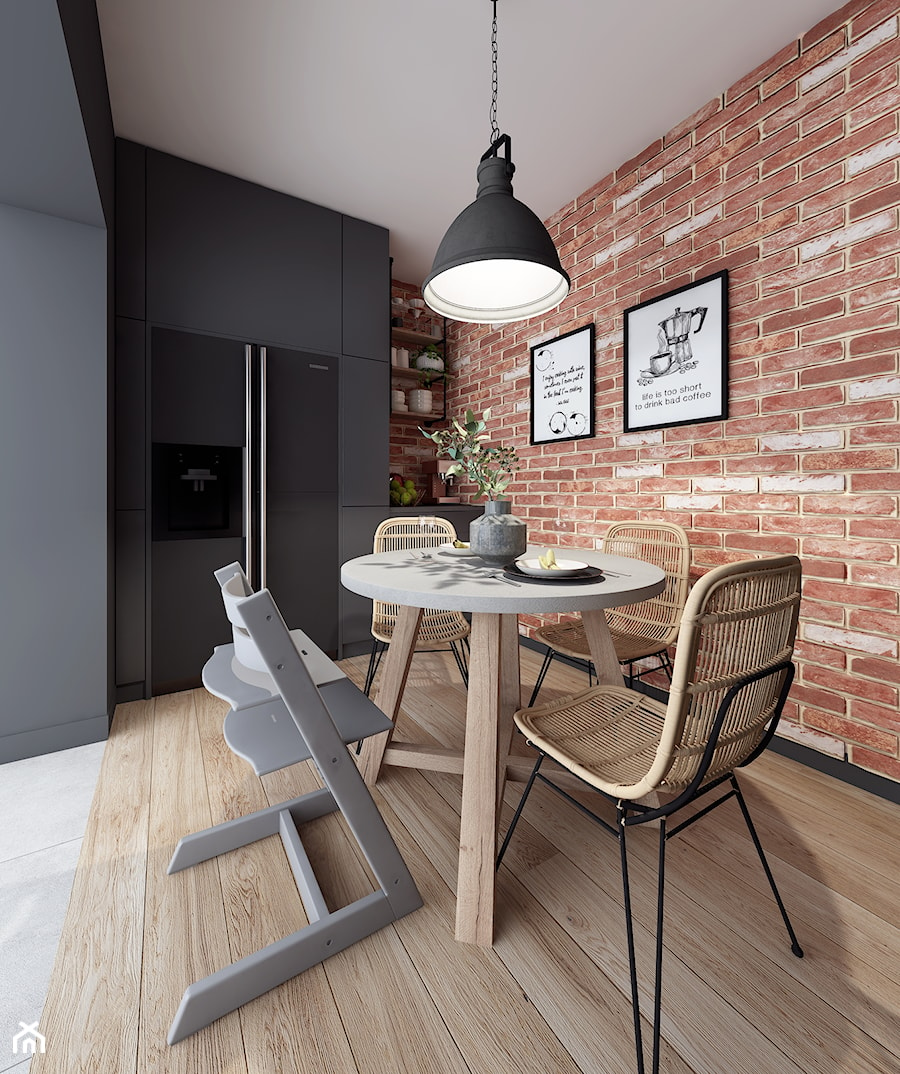 Mała jadalnia - Średnia czarna jadalnia w kuchni, styl industrialny - zdjęcie od PIKA DESIGN