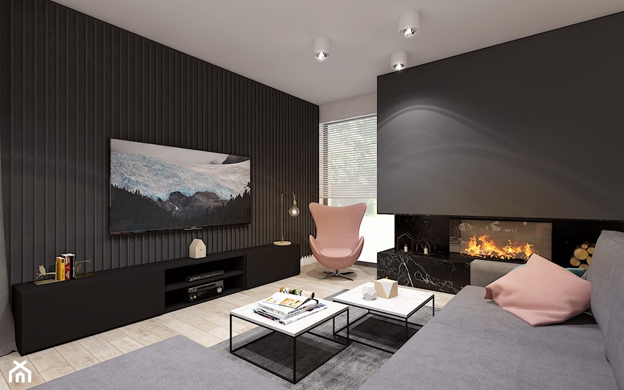 Średni czarny salon, styl skandynawski - zdjęcie od PIKA DESIGN