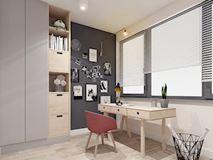 Małe białe czarne biuro, styl skandynawski - zdjęcie od PIKA DESIGN