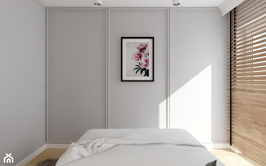 Flat Flowers - Mała szara sypialnia, styl skandynawski - zdjęcie od PIKA DESIGN