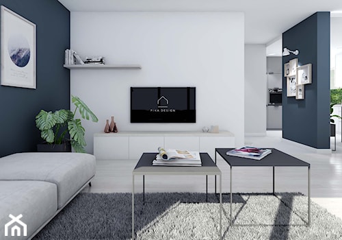 Cold House - Średni biały czarny salon, styl skandynawski - zdjęcie od PIKA DESIGN
