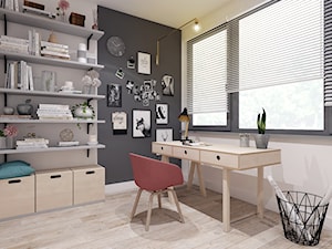Białe czarne biuro, styl skandynawski - zdjęcie od PIKA DESIGN