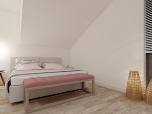 Dom nad jeziorem - Średnia biała sypialnia na poddaszu, styl skandynawski - zdjęcie od PIKA DESIGN