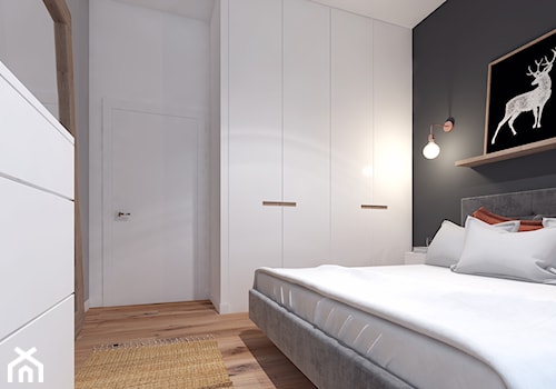 Projekt Mieszkania w stylu nowoczesno-industrialnym - Średnia biała czarna szara sypialnia, styl industrialny - zdjęcie od PIKA DESIGN