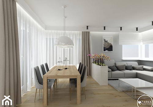 elegancki dom - Średni szary salon z jadalnią, styl nowoczesny - zdjęcie od tarna design studio