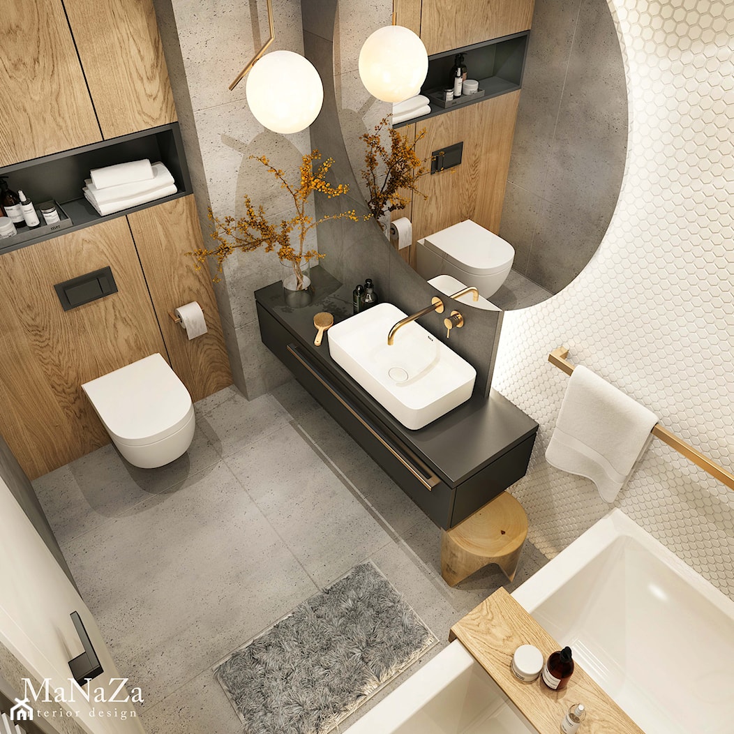 Łazienka Plaster Miodu - Średnia bez okna z lustrem łazienka, styl glamour - zdjęcie od MaNaZa - Homebook
