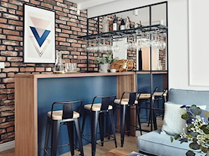 Mieszkanie 60m2 - Mały biały salon z kuchnią z jadalnią, styl skandynawski - zdjęcie od MaNaZa