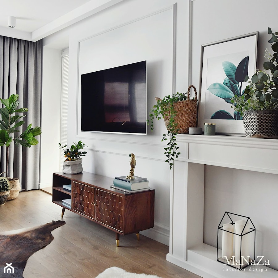 Mieszkanie 60m2 - Mały biały salon, styl skandynawski - zdjęcie od MaNaZa