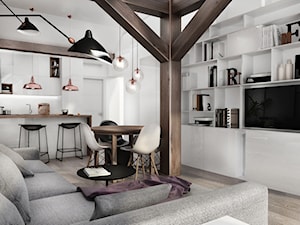 mieszkanie na poddaszu - Średni salon z kuchnią z jadalnią, styl skandynawski - zdjęcie od MaNaZa