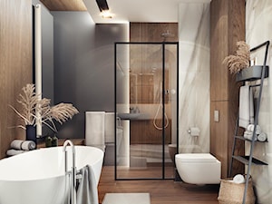 lazienka - Duża z punktowym oświetleniem łazienka, styl skandynawski - zdjęcie od MaNaZa