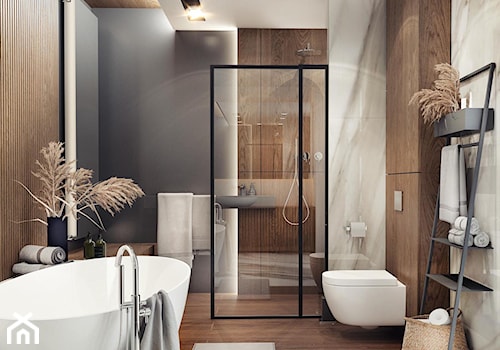 lazienka - Duża z punktowym oświetleniem łazienka, styl skandynawski - zdjęcie od MaNaZa