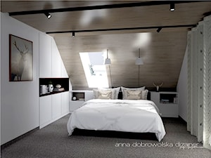 Sypialnia z charakterystycznymi skandynawskimi elementami