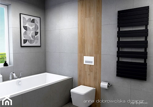 Kolejna łazienka z serii betonowych. - Mała łazienka z oknem, styl nowoczesny - zdjęcie od studio dizajner
