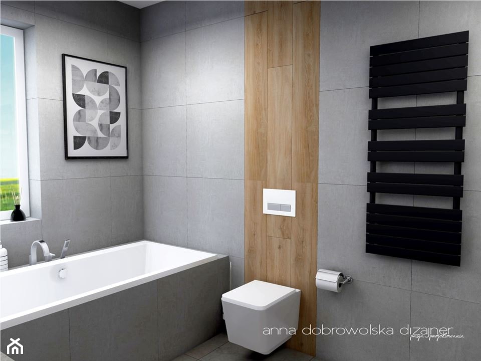Kolejna łazienka z serii betonowych. - Mała łazienka z oknem, styl nowoczesny - zdjęcie od studio dizajner - Homebook