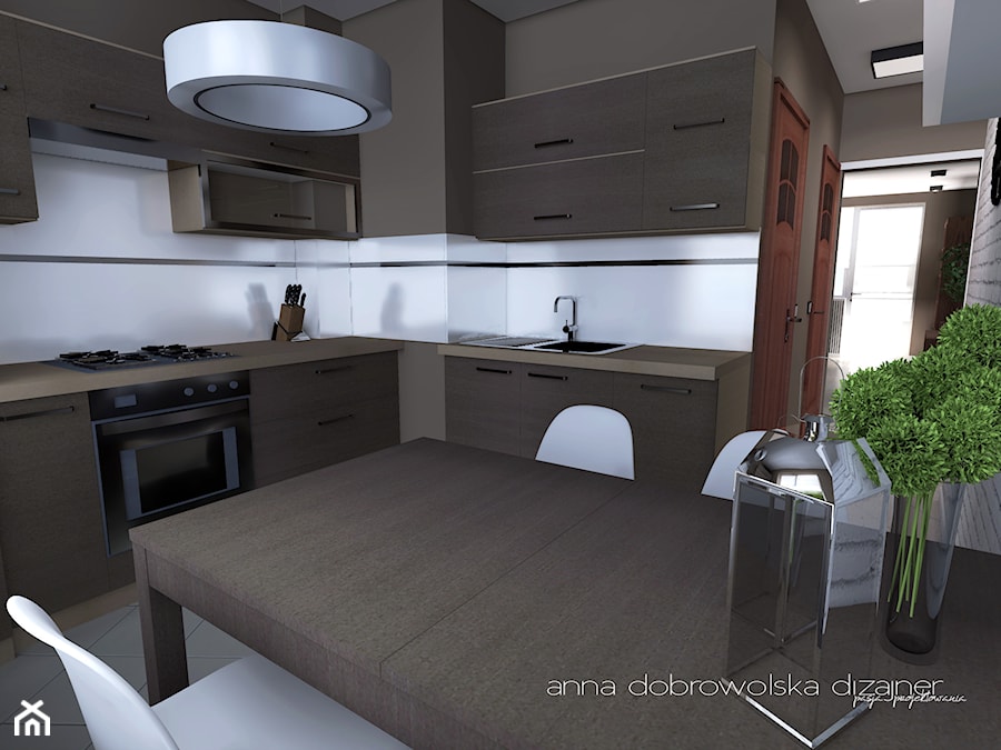 Wnętrze holu, kuchni oraz salonu - zdjęcie od studio dizajner