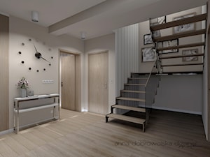 Wnętrze domu szeregowego - Schody dwubiegowe drewniane, styl nowoczesny - zdjęcie od studio dizajner