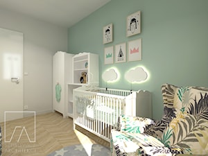 POKÓJ DZIECKA - Średni szary zielony pokój dziecka dla niemowlaka dla chłopca dla dziewczynki, styl skandynawski - zdjęcie od SZTYBLEWICZ_architekci