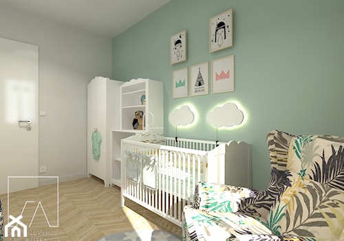 POKÓJ DZIECKA - Średni szary zielony pokój dziecka dla niemowlaka dla chłopca dla dziewczynki, styl ... - zdjęcie od SZTYBLEWICZ_architekci