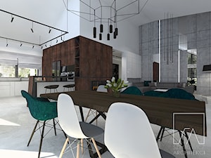 DOM // PNIEWY - Duży biały szary salon z kuchnią z jadalnią, styl nowoczesny - zdjęcie od SZTYBLEWICZ_architekci