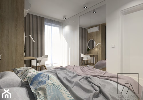 MIESZKANIE // POZNAŃ // WILDA - Średnia biała brązowa sypialnia, styl nowoczesny - zdjęcie od SZTYBLEWICZ_architekci
