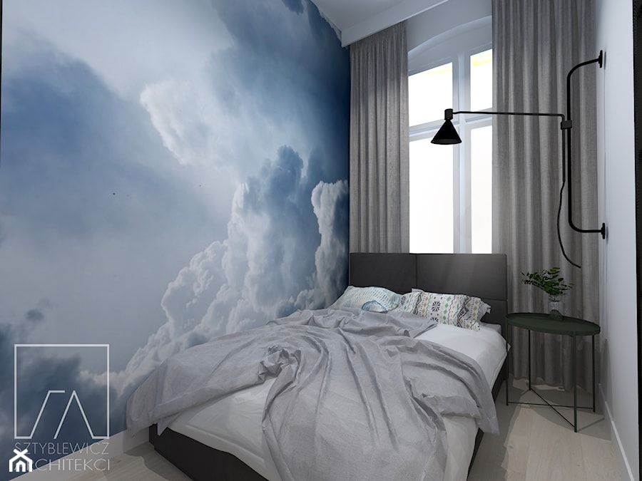 MIESZKANIA LOFT / WERSJA 1 - Mała biała szara sypialnia, styl industrialny - zdjęcie od SZTYBLEWICZ_architekci