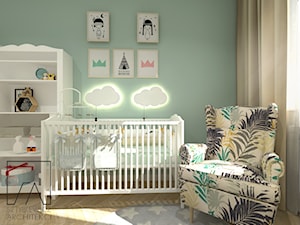 POKÓJ DZIECKA - Mały szary zielony pokój dziecka dla niemowlaka dla chłopca dla dziewczynki, styl s ... - zdjęcie od SZTYBLEWICZ_architekci