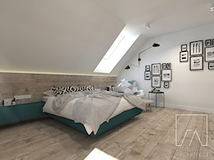 DOM // GRUSZCZYN - Duża biała sypialnia na poddaszu, styl nowoczesny - zdjęcie od SZTYBLEWICZ_architekci