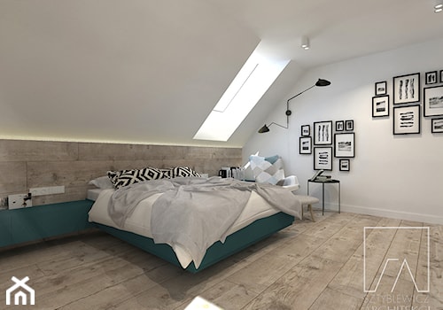 DOM // GRUSZCZYN - Duża biała sypialnia na poddaszu, styl nowoczesny - zdjęcie od SZTYBLEWICZ_architekci