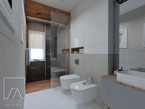 Dom // Grodzisk Mazowiecki - Średnia z punktowym oświetleniem łazienka z oknem, styl nowoczesny - zdjęcie od SZTYBLEWICZ_architekci