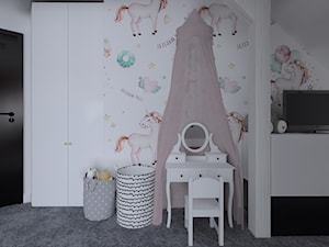 Rezydencja w Nowym Mieście. 2019 - Średni biały szary pokój dziecka dla nastolatka dla dziewczynki, styl nowoczesny - zdjęcie od ap. studio architektoniczne Aurelia Palczewska