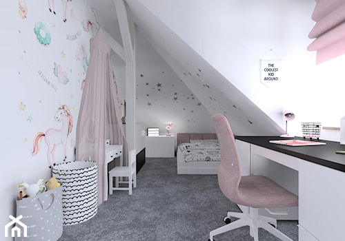 Rezydencja w Nowym Mieście. 2019 - Duży biały pokój dziecka dla niemowlaka dla nastolatka dla dziewczynki, styl nowoczesny - zdjęcie od ap. studio architektoniczne Aurelia Palczewska