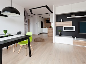 mieszkanie w Olsztynie - Średni biały szary salon z jadalnią, styl nowoczesny - zdjęcie od ap. studio architektoniczne Aurelia Palczewska