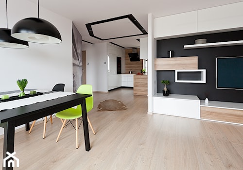 mieszkanie w Olsztynie - Średni biały szary salon z jadalnią, styl nowoczesny - zdjęcie od ap. studio architektoniczne Aurelia Palczewska