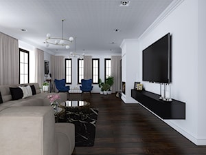 Rezydencja w Nowym Mieście. 2019 - Duży biały salon, styl glamour - zdjęcie od ap. studio architektoniczne Aurelia Palczewska