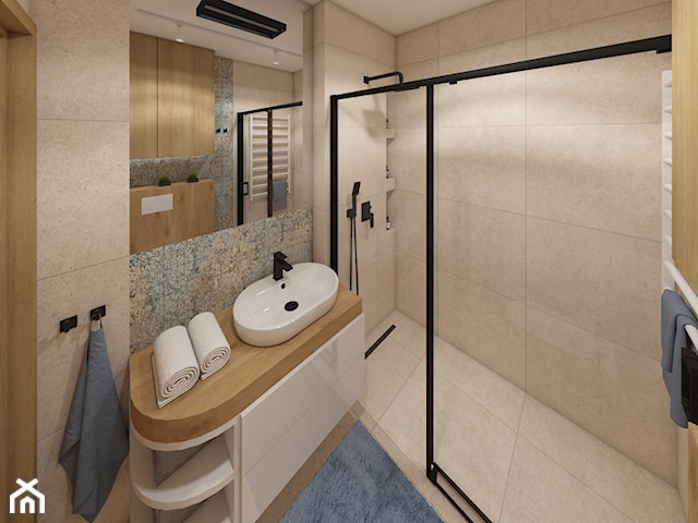 Projekt 3 łazienek w domu w zabudowie szeregowej w Markach pod Warszawą