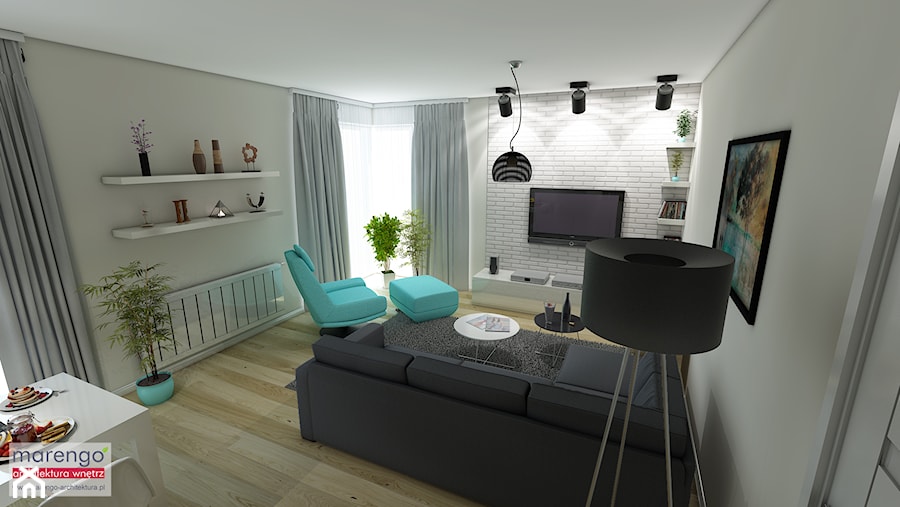 Rozświetlone wnętrze - Średni biały salon, styl skandynawski - zdjęcie od Marengo Architektura Wnętrz Anna Knofliczek-Roman