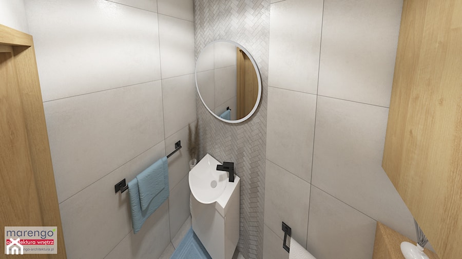 Projekt 3 łazienek w domu w zabudowie szeregowej w Markach pod Warszawą - zdjęcie od Marengo Architektura Wnętrz Anna Knofliczek-Roman