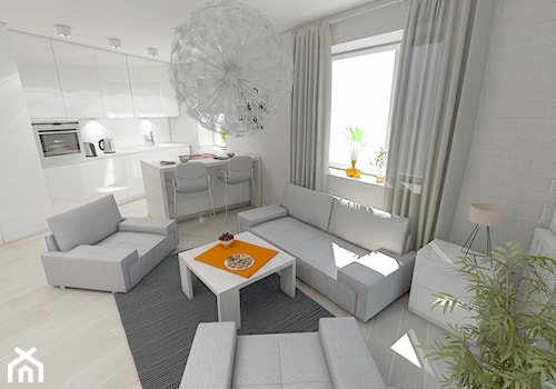 Mieszkanie styl skandynawski - Średni biały salon, styl skandynawski - zdjęcie od Marengo Architektura Wnętrz Anna Knofliczek-Roman