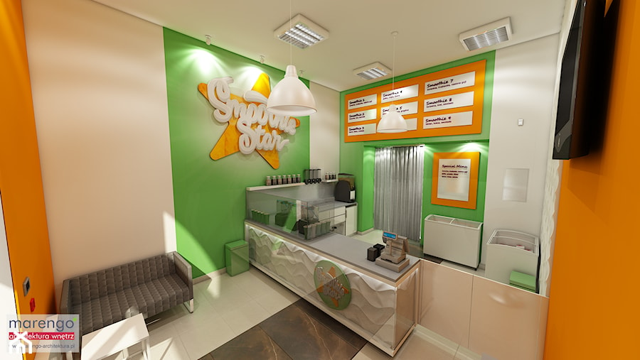 Projekt wnętrza gastronomicznego Smoothie Star w Krakowie - zdjęcie od Marengo Architektura Wnętrz Anna Knofliczek-Roman