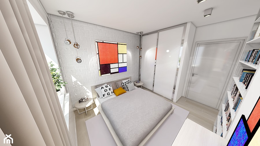 Mieszkanie styl skandynawski - Średnia biała sypialnia, styl skandynawski - zdjęcie od Marengo Architektura Wnętrz Anna Knofliczek-Roman