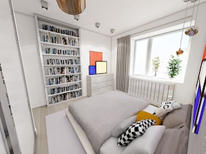 Mieszkanie styl skandynawski - Mała biała szara sypialnia, styl skandynawski - zdjęcie od Marengo Architektura Wnętrz Anna Knofliczek-Roman
