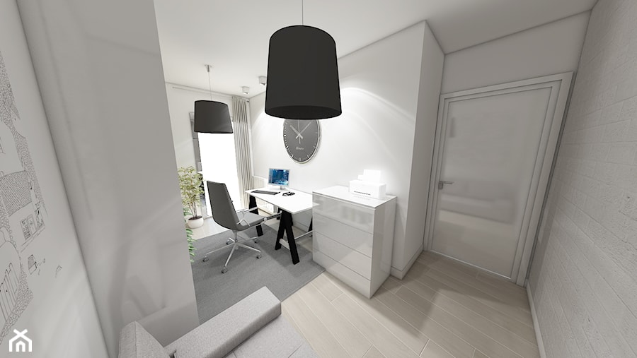 Mieszkanie styl skandynawski - Średnie w osobnym pomieszczeniu z sofą białe biuro, styl skandynawski - zdjęcie od Marengo Architektura Wnętrz Anna Knofliczek-Roman