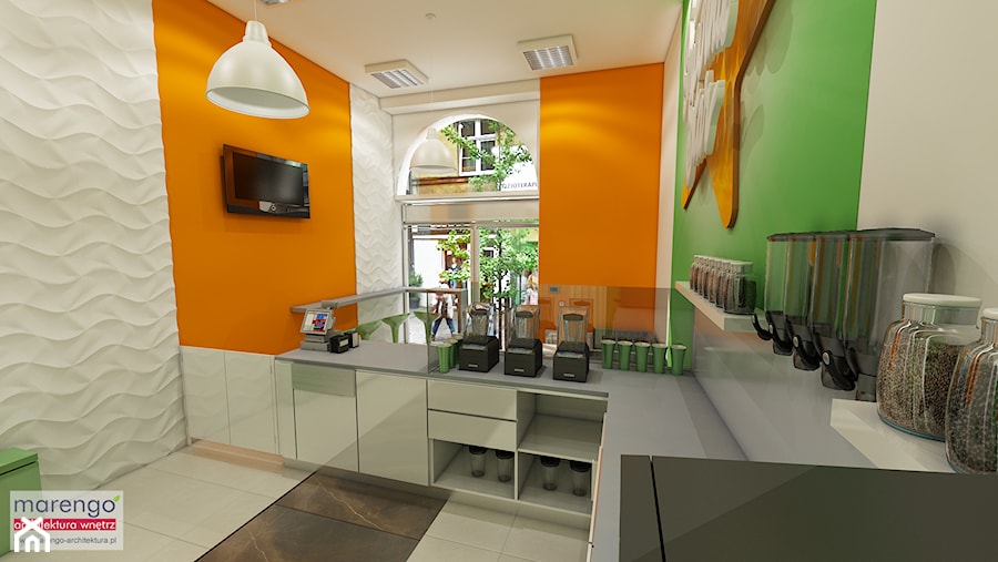 Projekt wnętrza gastronomicznego Smoothie Star w Krakowie - zdjęcie od Marengo Architektura Wnętrz Anna Knofliczek-Roman