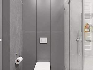Projekt 32 - Mała bez okna z marmurową podłogą z punktowym oświetleniem łazienka, styl nowoczesny - zdjęcie od PASS architekci