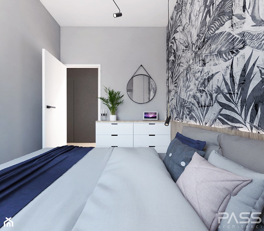 Projekt 30 - Średnia szara sypialnia, styl skandynawski - zdjęcie od PASS architekci