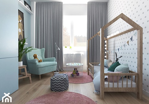 Projekt 30 - Średni biały szary niebieski pokój dziecka dla dziecka dla nastolatka dla chłopca dla dziewczynki, styl skandynawski - zdjęcie od PASS architekci