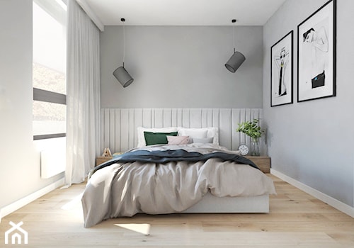 Projekt 23 / OTWOCK - Średnia szara z panelami tapicerowanymi sypialnia, styl nowoczesny - zdjęcie od PASS architekci