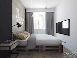 projekt 15 - Średnia szara sypialnia, styl industrialny - zdjęcie od PASS architekci