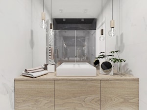 Projekt 25 - Mała na poddaszu bez okna łazienka, styl nowoczesny - zdjęcie od PASS architekci